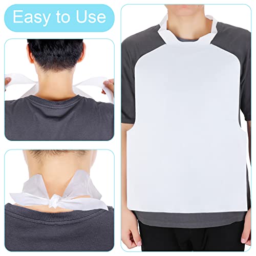 Janmercy 200 Pcs Disposable Bibs Bulk Disposable Adults Bibs 24 Inch Waterproof Plastic Bib Single Use Seafood Christmas Party Dining Clothing Protectors for Women Men Elderly Senior Eating - Image 5