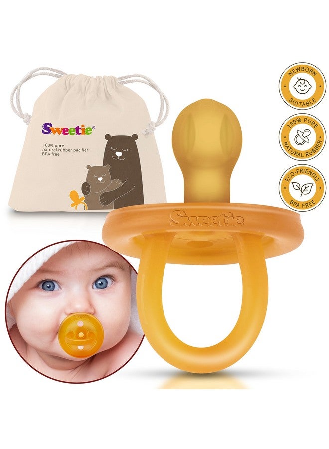 Sweetie Rubber Pacifier Natural Rubber Pacifier Rounded 1 Count Original Natural Rubber Pacifier (06 Month/Small) - Image 3