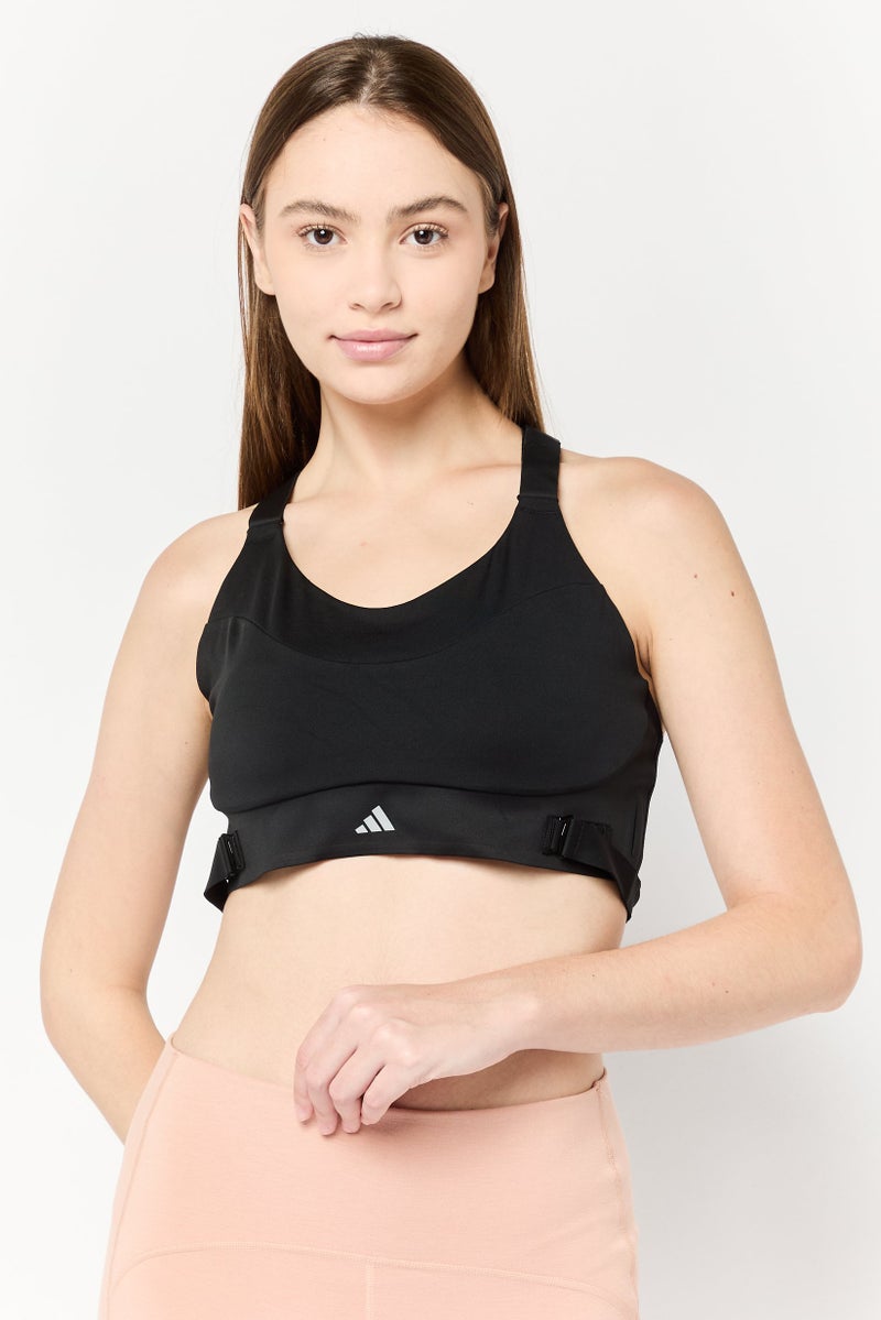Adidas حمالة صدر رياضية نسائية فاخرة عالية الدعم مبطنة، سوداء - Image 1