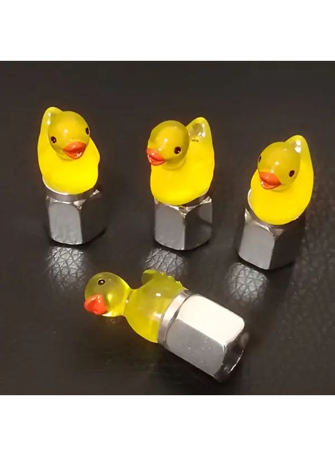 Glow In The Dark Yellow Duck Car Motorcycle Bicycle Hat Polychrome 4pcs Set - Image 1