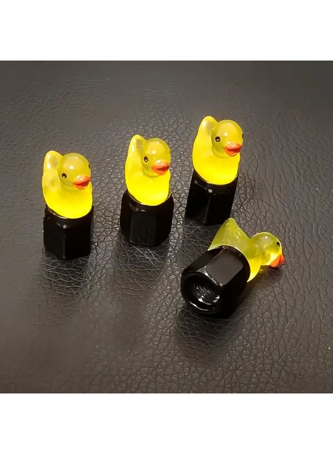 Glow In The Dark Yellow Duck Car Motorcycle Bicycle Hat Polychrome 4pcs Set - Image 4