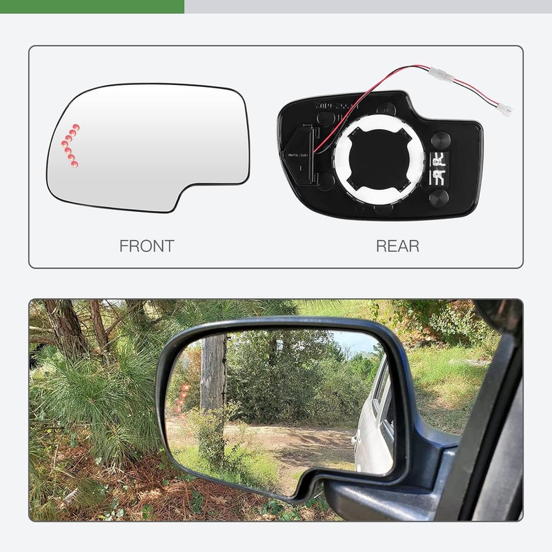 SCITOO Exterior Mirror Replacement Glass Driver Left Side Power Heated Signal fit for 2003-2007 for Chevy Silverado Suburban for GMC Sierra Yukon Replacement Tow Mirror Ready varied options - Image 3