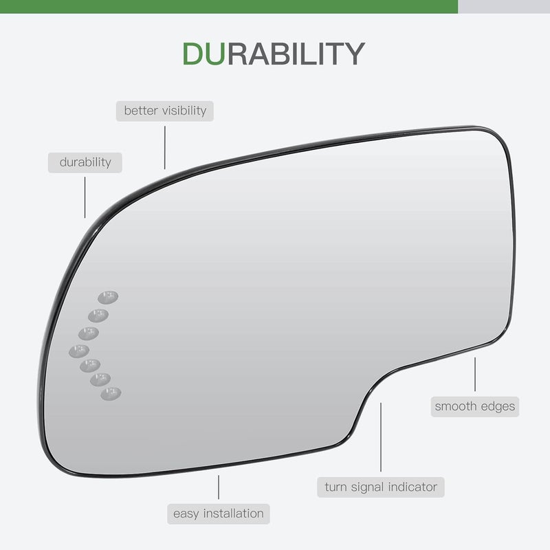 SCITOO Exterior Mirror Replacement Glass Driver Left Side Power Heated Signal fit for 2003-2007 for Chevy Silverado Suburban for GMC Sierra Yukon Replacement Tow Mirror Ready varied options - Image 5