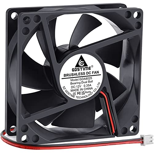 GDSTIME 4500RPM 8cm 80mm x 80mm x 25mm 12v Big Airflow High Speed Dual Ball Bearing Brushless DC Cooling Fan 2 Pin - Image 1
