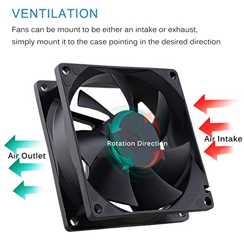 GDSTIME 4500RPM 8cm 80mm x 80mm x 25mm 12v Big Airflow High Speed Dual Ball Bearing Brushless DC Cooling Fan 2 Pin - Image 4