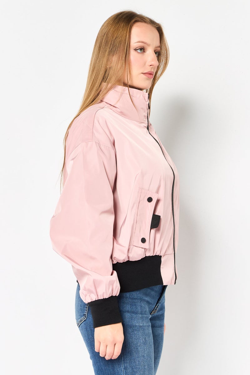 Andrew Marc Women Solid Bomber Jacket, Blush - Image 2