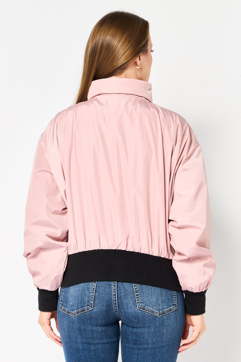 Andrew Marc Women Solid Bomber Jacket, Blush - Image 4