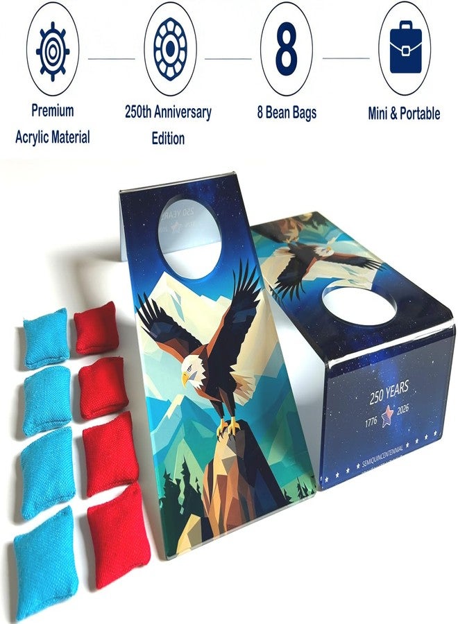 Purple River Patriotic 250th Anniversary Design, Mini Tabletop Cornhole Boards, 4.7" x 8.1" Desktop Toss Game with 2 Boards and 8 Bean Bags,Acrylic Material - Image 2