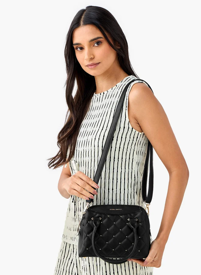 Flora Bella By Shoexpress Quilted Tote Bag with Detachable Strap and Zip Closure