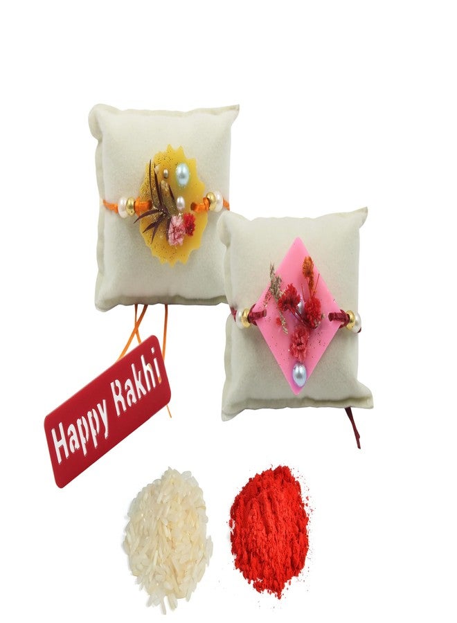 LUCES Scented Rakhi for Brother Sister Bhaiya Bhabhi Rakshabandhan Rakhi Bracelet Combo Gift with Happy Rakhi Cutout Set of 2 - Image 1