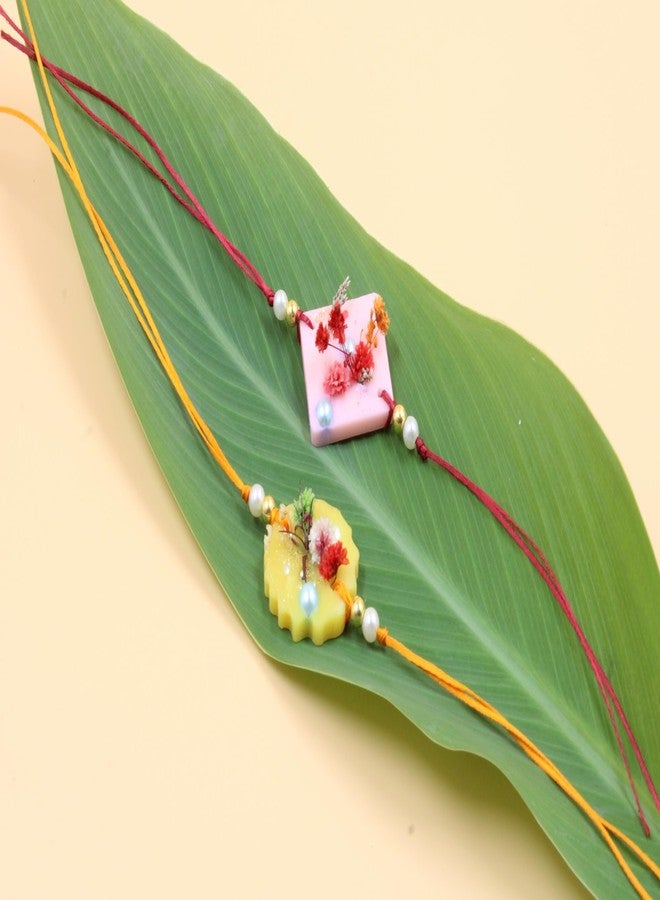 LUCES Scented Rakhi for Brother Sister Bhaiya Bhabhi Rakshabandhan Rakhi Bracelet Combo Gift with Happy Rakhi Cutout Set of 2 - Image 2