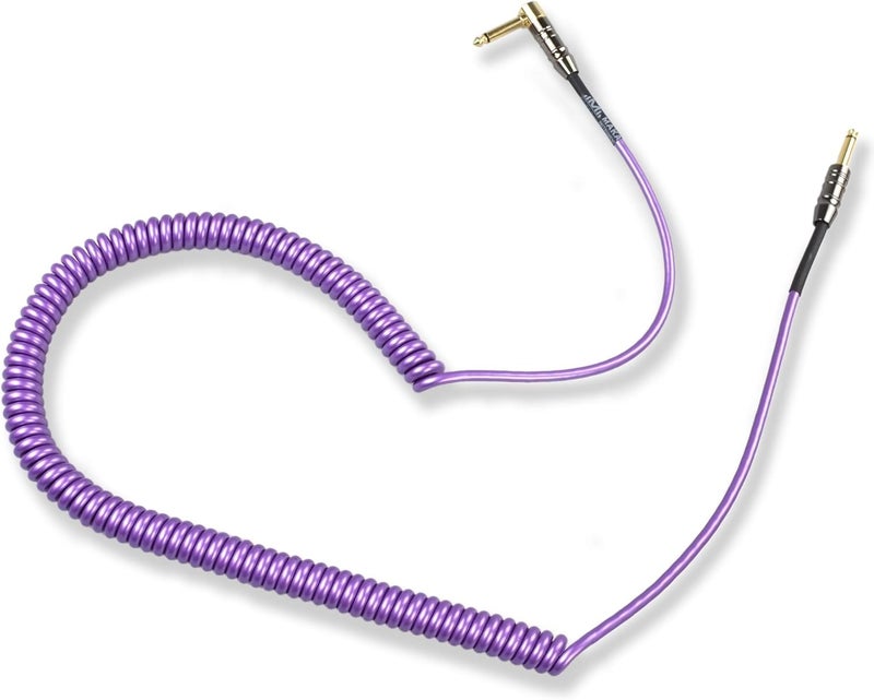 MAKA Premium Guitar Coil Cable 20 Feet, Instrument Coiled Curly Cord for Guitar Bass, 1/4 inch Right Angle to Straight, Purple - Image 3