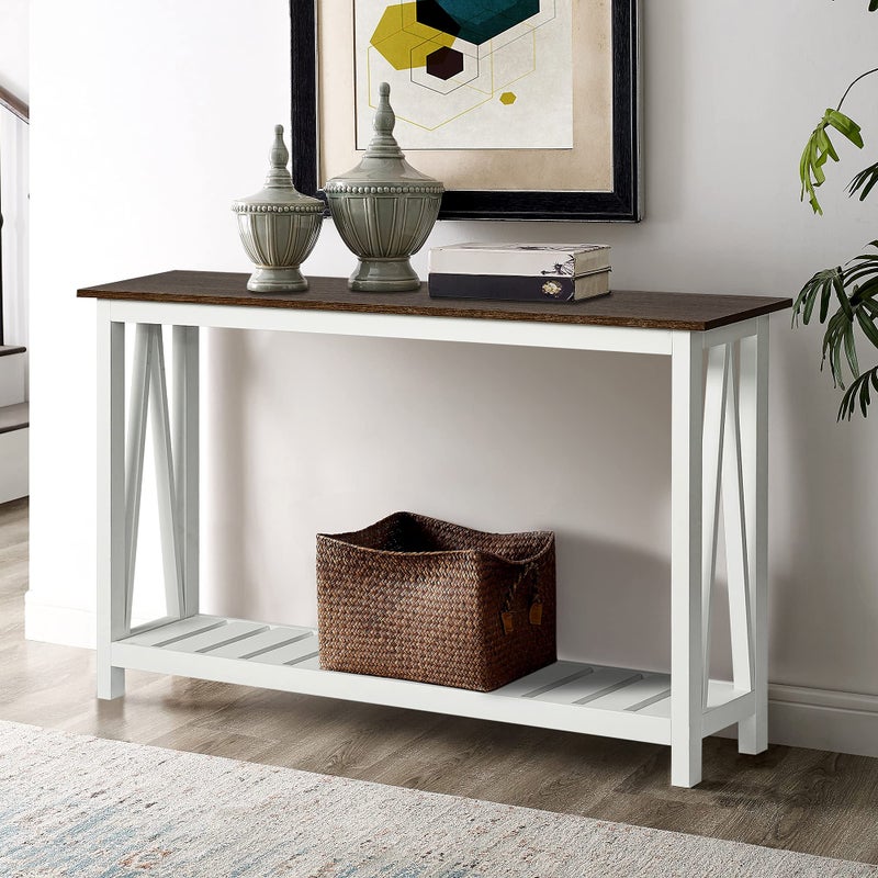 ChooChoo Farmhouse Console Table Rustic Vintage Narrow Sofa Table for Entryway Living Room Hallway 40 White