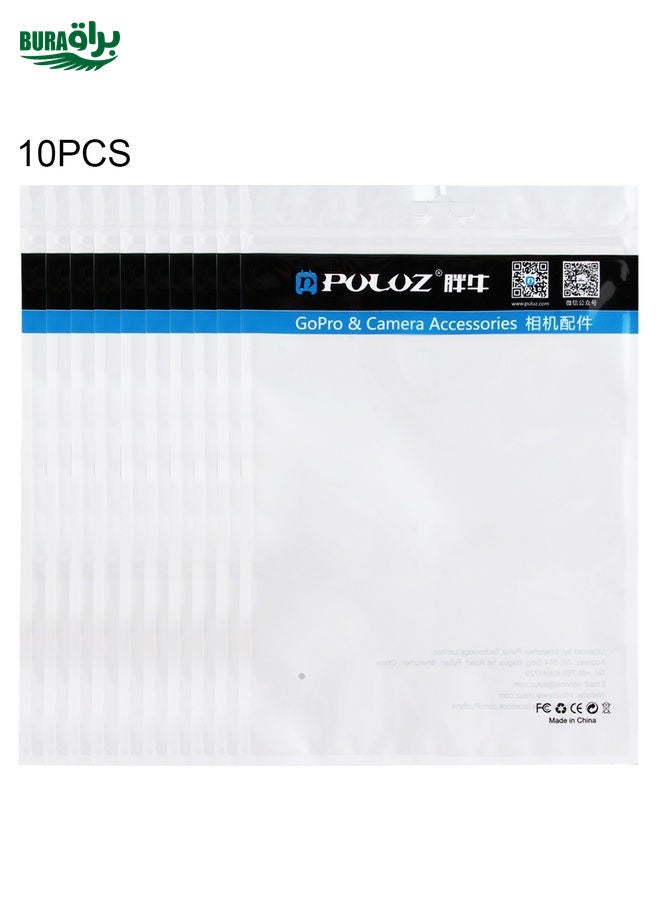 BURAQ 10 PCS PULUZ 25.8cm x 18cm Hang Hole Clear Front White Pearl Jewelry Zip Lock Packaging Bag (Size: L) - Image 1