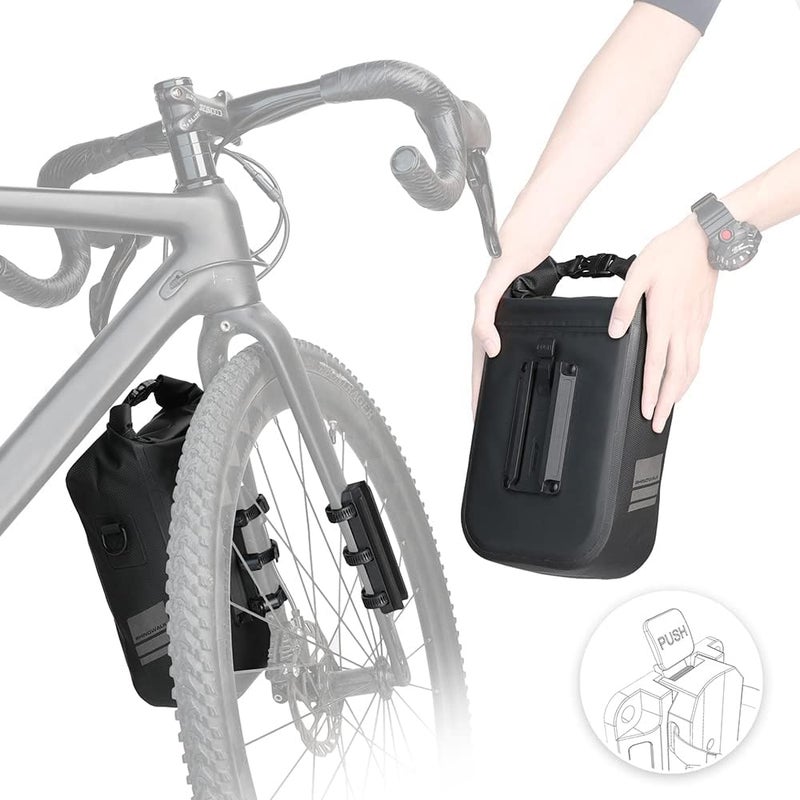 Rhinowalk 4L Waterproof Bike Front Fork Bag Pannier Saddle Rack for E-Scooter and Mountain Biking - Black - Image 3