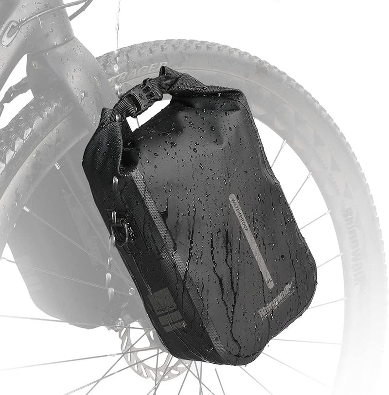 Rhinowalk 4L Waterproof Bike Front Fork Bag Pannier Saddle Rack for E-Scooter and Mountain Biking - Black - Image 1