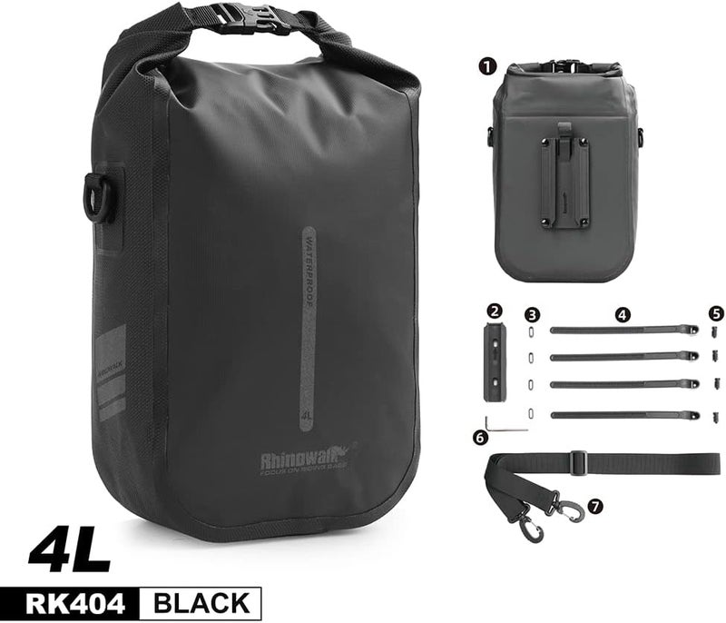 Rhinowalk 4L Waterproof Bike Front Fork Bag Pannier Saddle Rack for E-Scooter and Mountain Biking - Black - Image 2