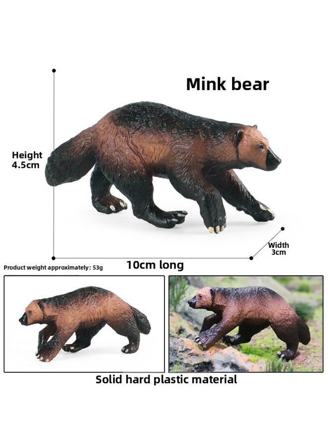 Simulation Animal Model Giraffe Elephant Rhino Brown Bear Tiger Lion Leopard Hippo Solid Cognitive Toy Ornaments-Color:M-2320 Mink Bear - Image 1