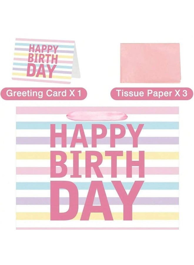 Kandid Happy Birthday Gift Bag, 13 Inch Pink Balloon Letter Design, And Sturdy Handles, Suitable For Children And Adult Birthday Party Gift Packaging (Light Pink) - Image 3