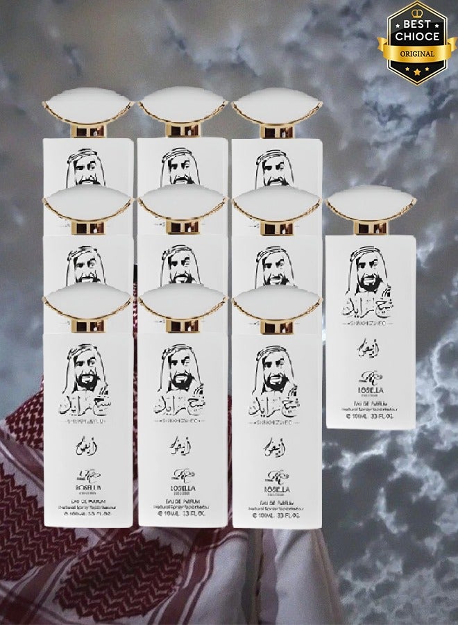 Rosella 10 Pieces Sheikh Zayed White Perfume For Men 100ml EDP - Image 1