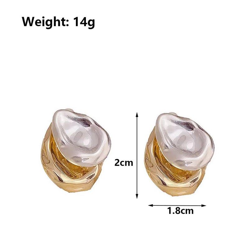 Uarein Two Tone Teardrop Stud Earring for Women Gold Silver Front Back Oval Bean Dangle Earrings Cute Post Ball Earrings Lightweight Chunky Jewelry Gifts (Waterdrop) - Image 3