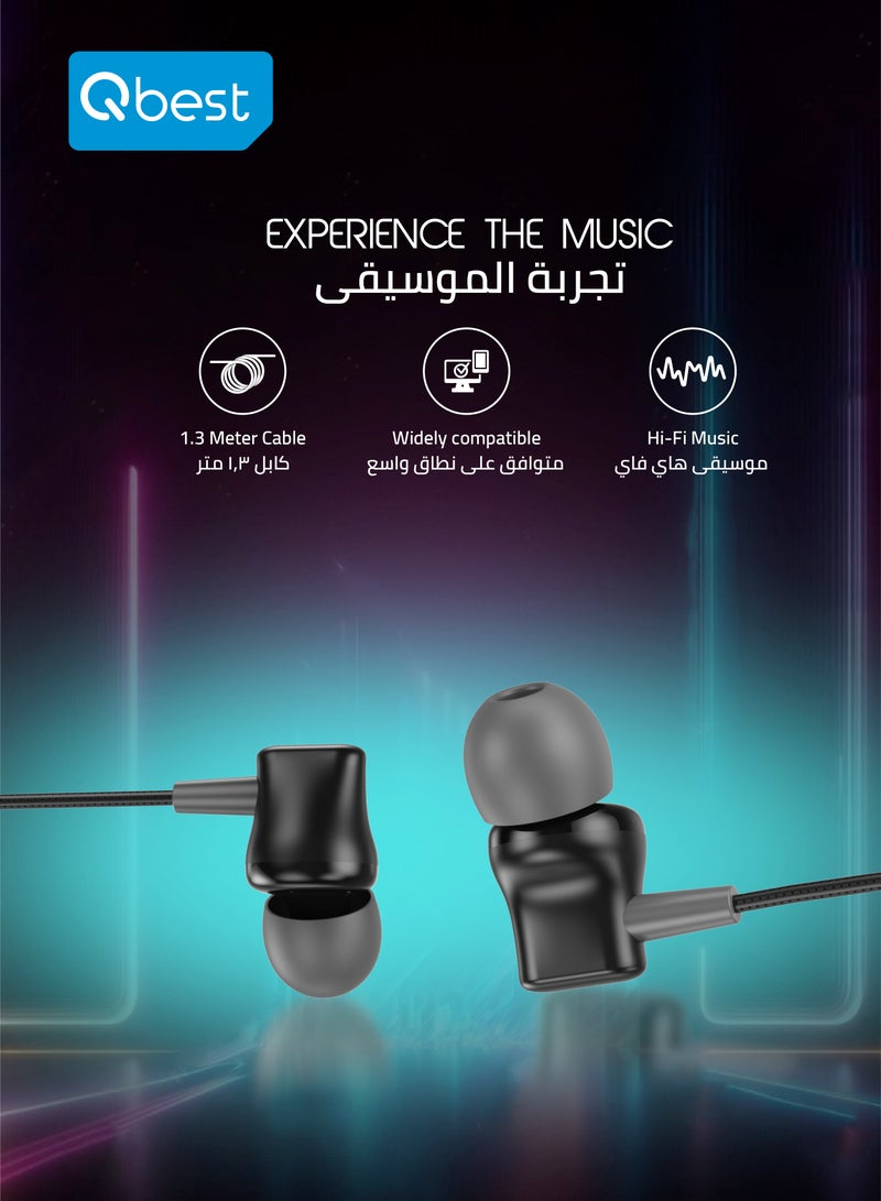 Qbest In-Ear Stereo Sound Super Bass Wired Earphone – High-Quality Audio, 10mm Speaker, and Comfortable Fit - Image 2