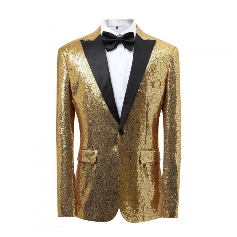 2024 Export Men'S Casual Suit 2-Piece Sequined Suit With Bow Tie Emcee Evening Dress - Image 1