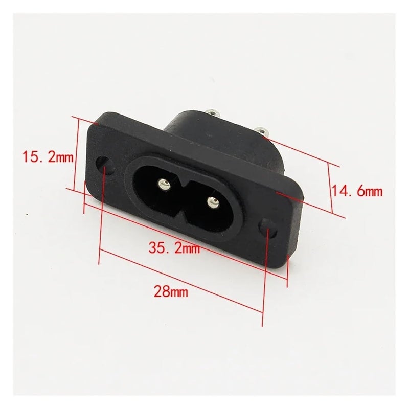 مقبس من نوع AC250V بقدرة 2.5A، عدد 5 قطع، بمواصفات 2Pin وفقًا لمعيار IEC 320 C8، من نوع Screw Inlet Socket، موديل VUQLDHAYZ - Image 4