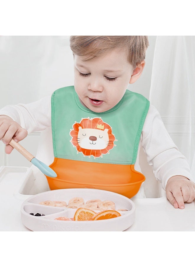 DOOKOO 2 PCS Baby Silicone Bibs With Storage Boxs and 2 Spoons, Infant Feeding Bib with Pocket for Boys Girls, Waterproof Adjustable，Silicone Baby Feeding Set, Self Feeding Spoons Forks Sippy Cup Adjustable Bib, for 6+ Months - Image 3