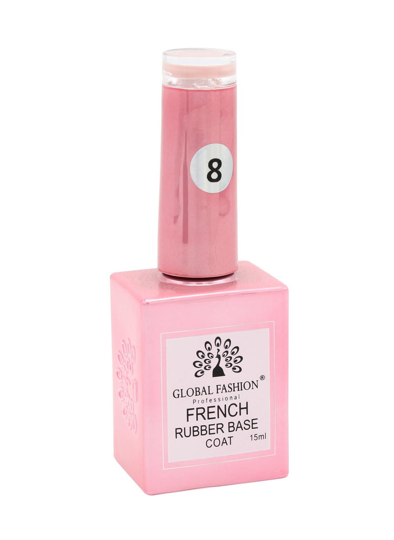 GLOBAL FASHION GLOBAL FASHION FRENCH RUBBER BASE COAT: Long-Lasting, Durable, & Chip-Resistant Gel Nail Polish Base Coat | (08)  - Image 3