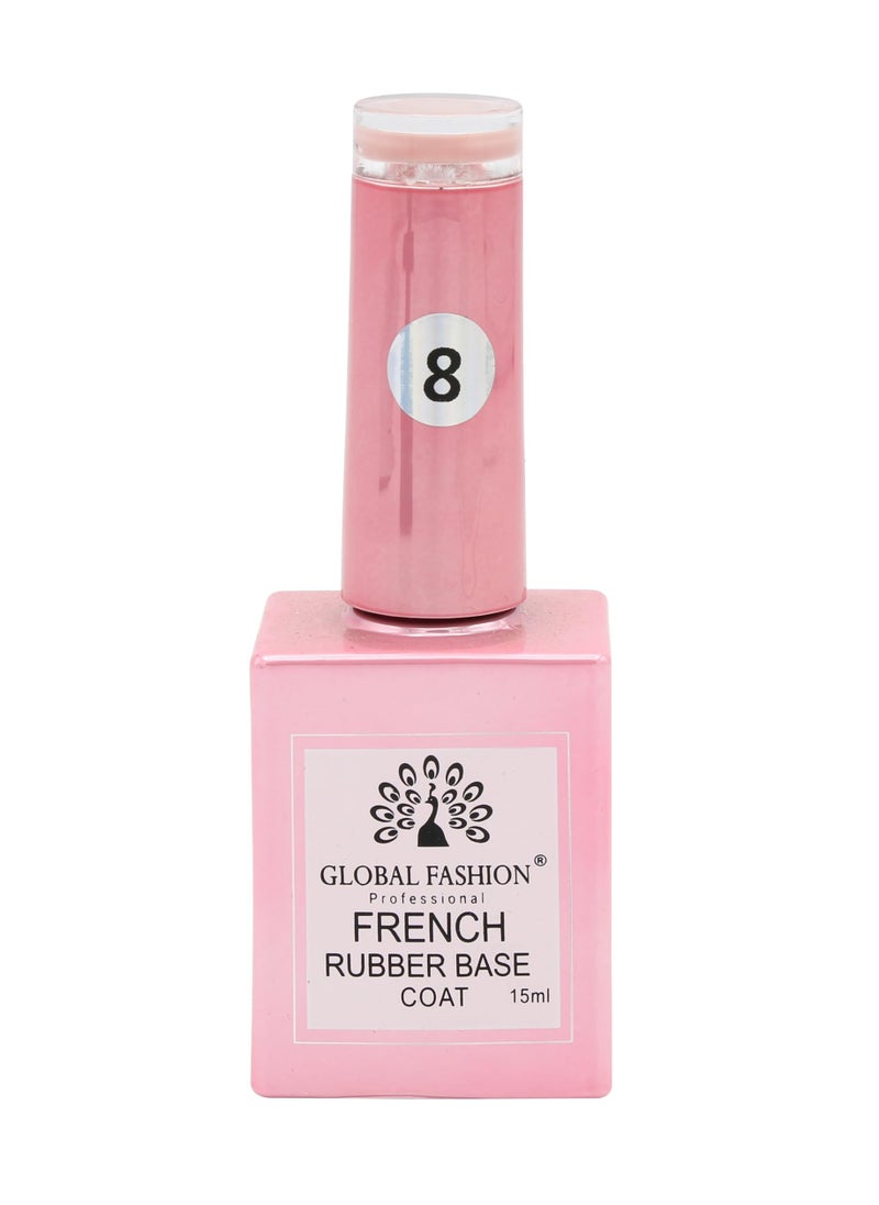 GLOBAL FASHION GLOBAL FASHION FRENCH RUBBER BASE COAT: Long-Lasting, Durable, & Chip-Resistant Gel Nail Polish Base Coat | (08)  - Image 2