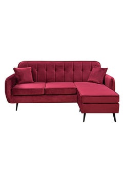 DANUBE HOME أريكة زاوية من القماش بتصميم حديث من Axel أرائك على شكل حرف L أثاث مريح لغرفة المعيشة للمنزل L 189 x W 130 x H 84 سم أحمر  - Image 3