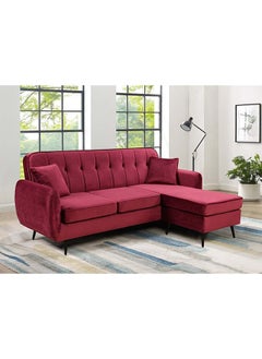 DANUBE HOME أريكة زاوية من القماش بتصميم حديث من Axel أرائك على شكل حرف L أثاث مريح لغرفة المعيشة للمنزل L 189 x W 130 x H 84 سم أحمر  - Image 1
