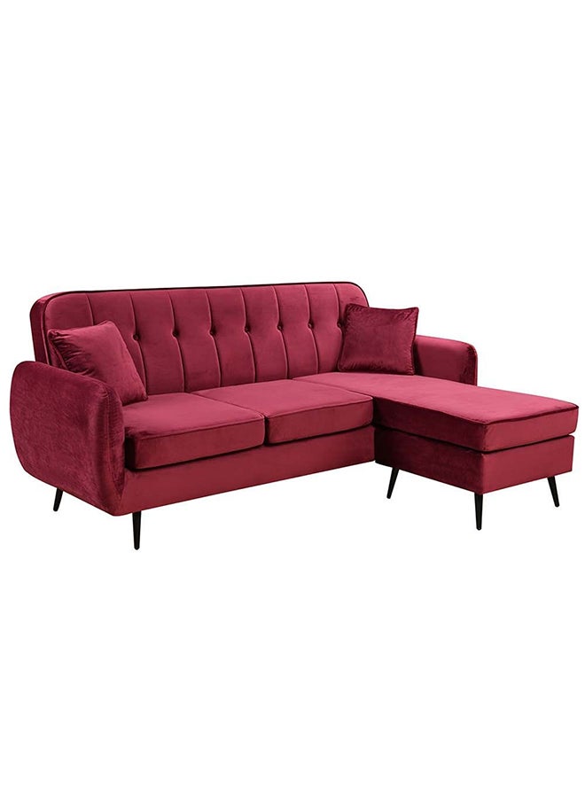 DANUBE HOME Axel Fabric Corner Sofa Modern Design L Shape Sofas Comfortable Living Room Seating Furniture For Home L 189 x W 130 x H 84 cm Red  - Image 2