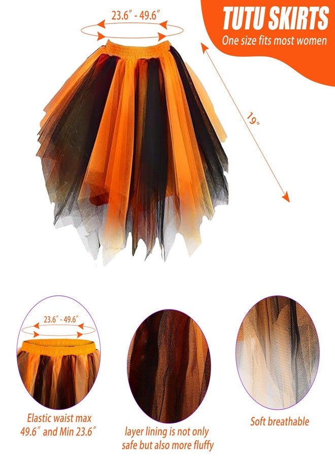 Shitailu Halloween Witch Costume for Women Adult Girls Gothic Cosplay-Outfit Set with Tutu Hat Broomstick Striped Socks Gloves Pendant, Halloween Orange, One size - Image 3