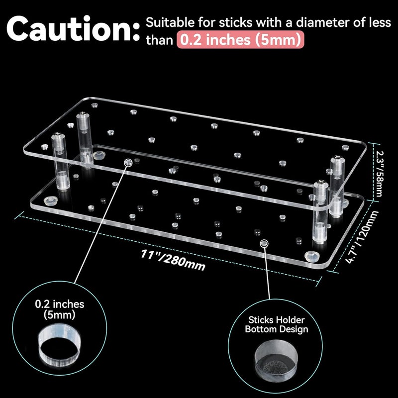 Goabroa Cake Pop Stand, 21 Holes Clear Acrylic Cakepops Display Stand, Transparent Cake pop Holder for Cake pop Sticks Under 0.2 inch (5mm) Diameter - Image 2
