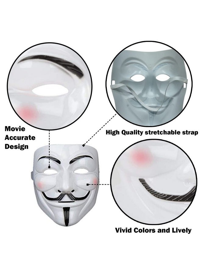 Party Propz Anonymous Face Mask - Large 6 Pcs | Hacker Face Mask For Boys | V For Vendetta Face | Guy Fawkes Mask | White Face Mask | Cosplay Mask | Birthday Mask For Boys | Happier Mask 