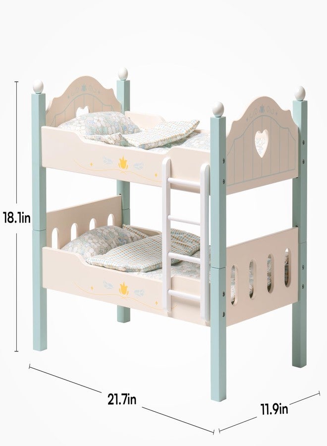 ROBOTIME Baby Doll Bunk Beds, Wooden Doll Cribs for 18 inch Dolls Furniture, Stackable Doll Bed Fits American Girl Doll (Blue, 2 Pcs Beds) - Image 2