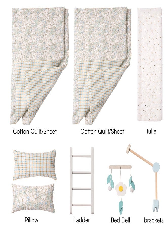 ROBOTIME Baby Doll Bunk Beds, Wooden Doll Cribs for 18 inch Dolls Furniture, Stackable Doll Bed Fits American Girl Doll (Blue, 2 Pcs Beds) - Image 3