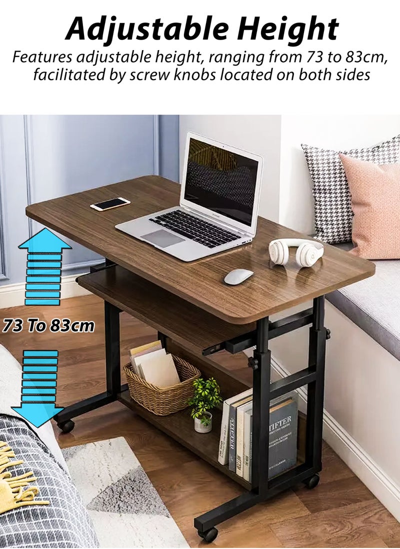 DBLEW - Adjustable Laptop Desk Office Home Computer End Table For Bedroom Living Room Writing Study Gaming Sofa Side Stand with Bottom Storage Rack And Keyboard Tray Overbed Couch Snack Lazy Table 60x40cm - Image 1