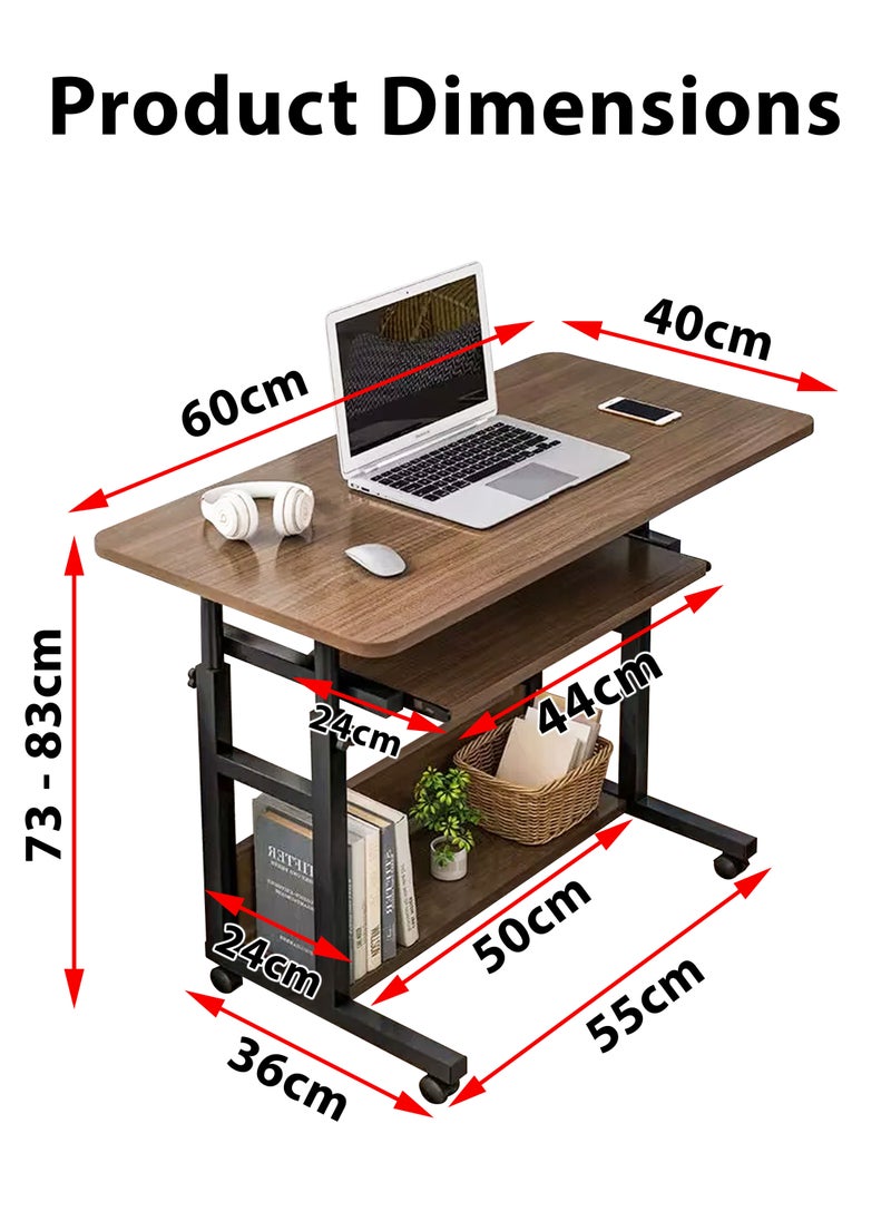 DBLEW - Adjustable Laptop Desk Office Home Computer End Table For Bedroom Living Room Writing Study Gaming Sofa Side Stand with Bottom Storage Rack And Keyboard Tray Overbed Couch Snack Lazy Table 60x40cm - Image 1