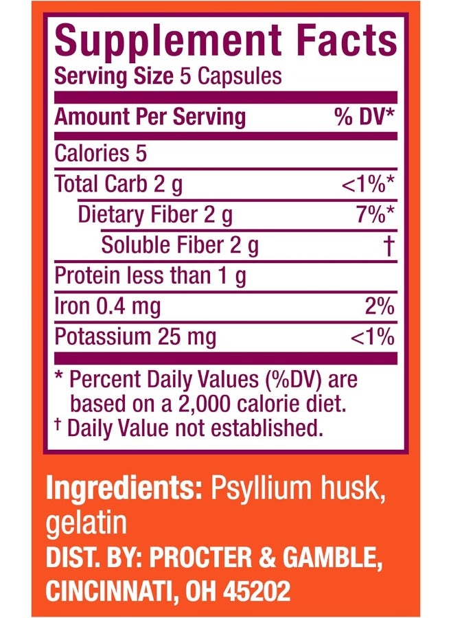 Metamucil, Daily Psyllium Husk Powder Supplement, 3-in-1 Fiber for Digestive Health, Plant Based Fiber, 300ct Capsules - Image 2