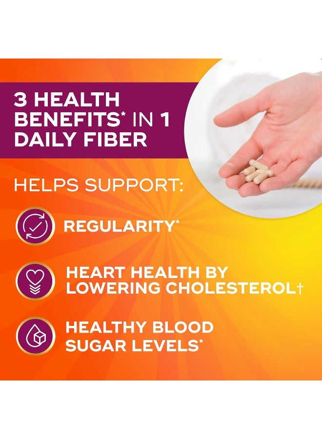 Metamucil, Daily Psyllium Husk Powder Supplement, 3-in-1 Fiber for Digestive Health, Plant Based Fiber, 300ct Capsules - Image 3