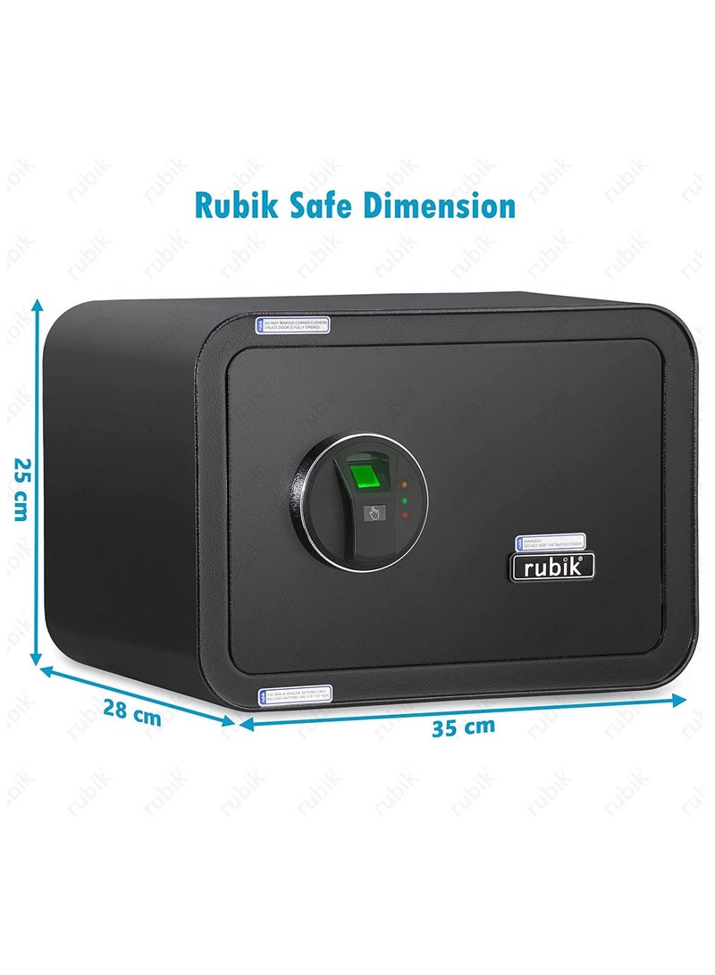 Rubik Safe Box Fingerprint Lock, Fire Resistant A4 Document Size Biometric Safety Deposit Box for Money Documents Home Office RB25QC9 (25x35x28cm) Black - Image 3
