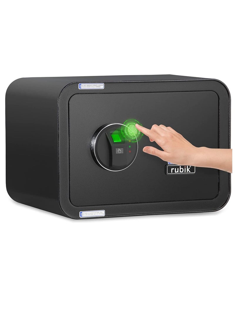 Rubik Safe Box Fingerprint Lock, Fire Resistant A4 Document Size Biometric Safety Deposit Box for Money Documents Home Office RB25QC9 (25x35x28cm) Black - Image 1