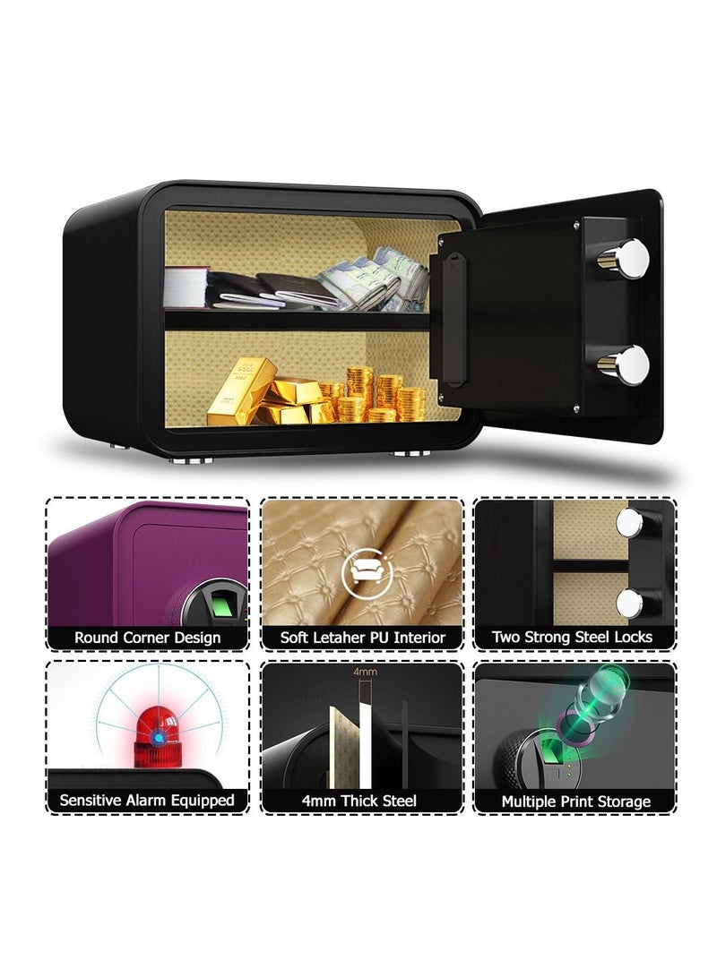 Rubik Safe Box Fingerprint Lock, Fire Resistant A4 Document Size Biometric Safety Deposit Box for Money Documents Home Office RB25QC9 (25x35x28cm) Black - Image 2