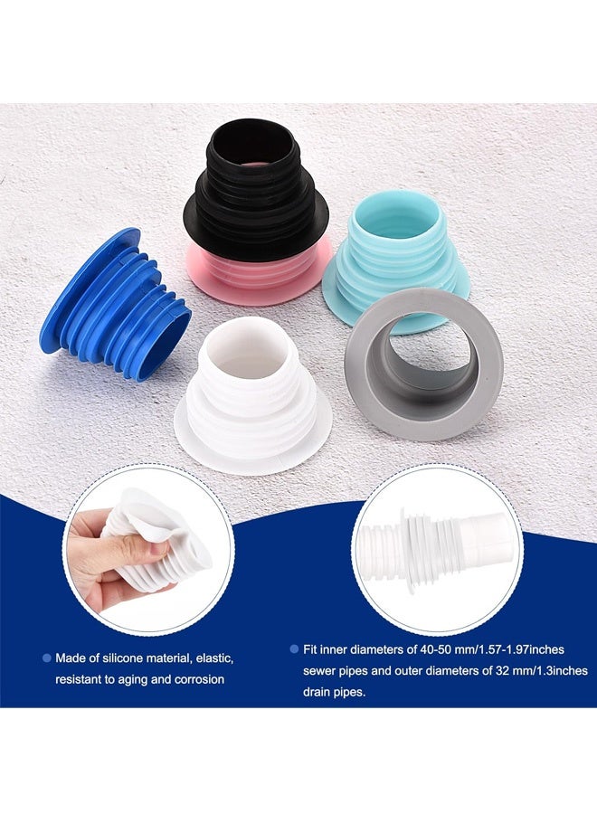 4 Pcs Washing Machine Drain Hose Seal Plug, Anti-Odor Floor Drain Pipe Silicone Plug Sewer Hose Fittings for Toilet Bath Kitchen Washing Machine, White - Image 4