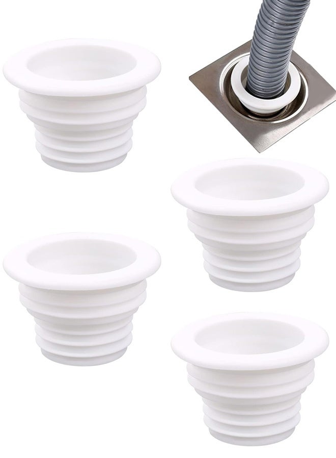 4 Pcs Washing Machine Drain Hose Seal Plug, Anti-Odor Floor Drain Pipe Silicone Plug Sewer Hose Fittings for Toilet Bath Kitchen Washing Machine, White - Image 1