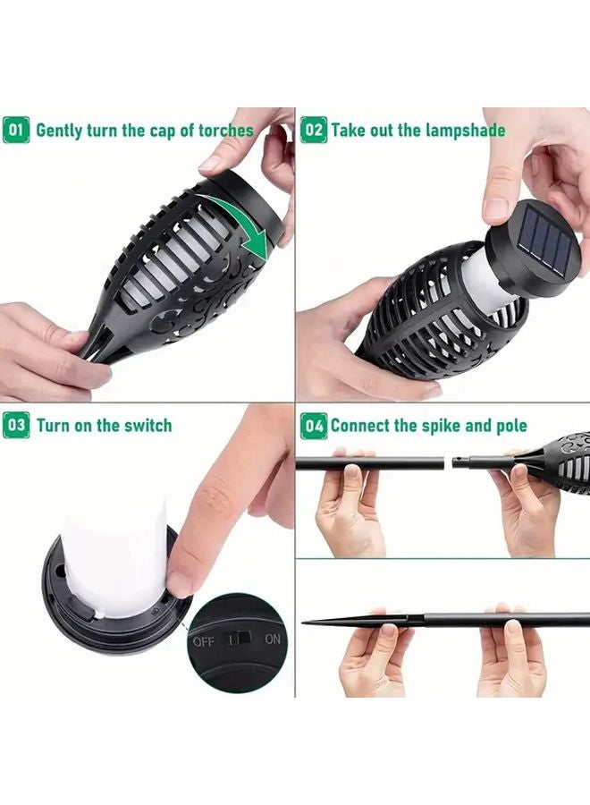 قطعتان من مصابيح الحدائق الشمسية الدافئة للأماكن الخارجية، مع شعلة LED متقطعة لتزيين الكريسماس وهالوين - Image 5