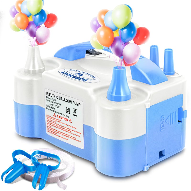 Anordsem Electric Balloon Air Pump Polypropylene Plastic Case with Dual Nozzle Quick Inflating for All Balloons at Home Rose Red Blower Machine Knotter for Parents Party DIY Decoration - Image 2